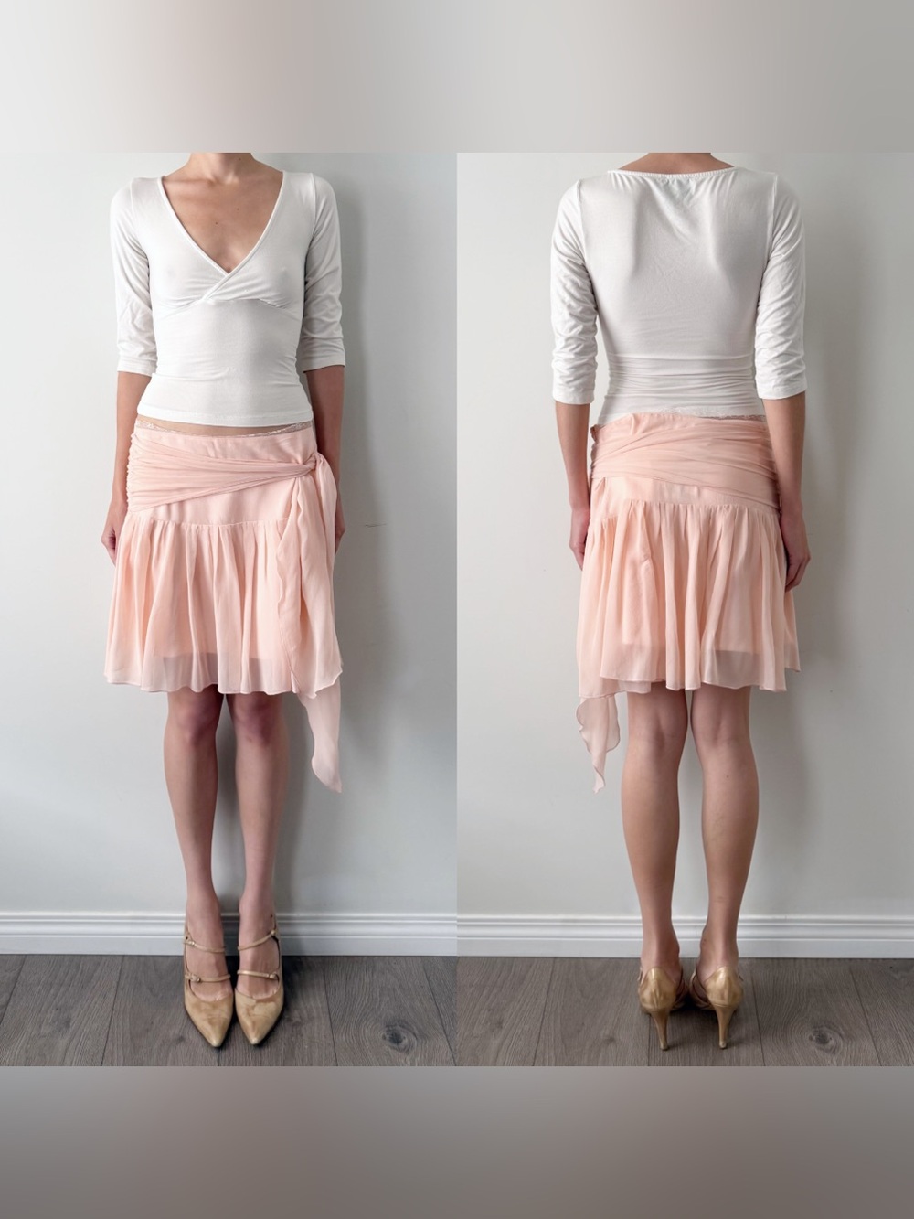 Fairy Kenzie pink 100% silk midi skirt